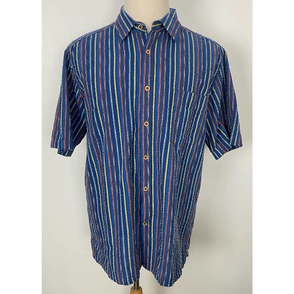 The Territory Ahead Other - Men The Territory Ahead seersucker stripe short sleeve button up shirt, L